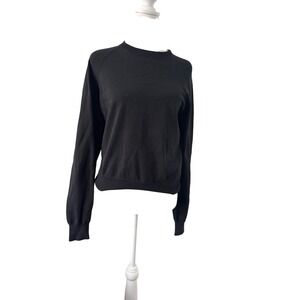 T by Alexander Wang Black Sheer Back Raglan Sweater Cotton Blend Small